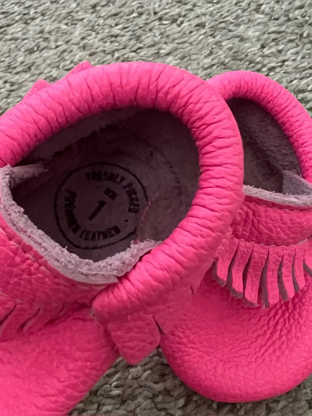 Freshly Picked Hot Pink Fringe Leather Moccasins Size 1